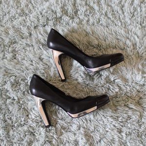 Nine West Black & Silver 4.5 Inch Heels